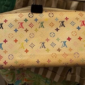 Louis Vuitton Pink and Brown Wallet with Gold Zipper